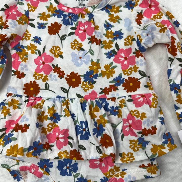 Flowered Long Sleeve Romper Bodysuit Carter's Sz 6M. NWT One Piece - Picture 4 of 5